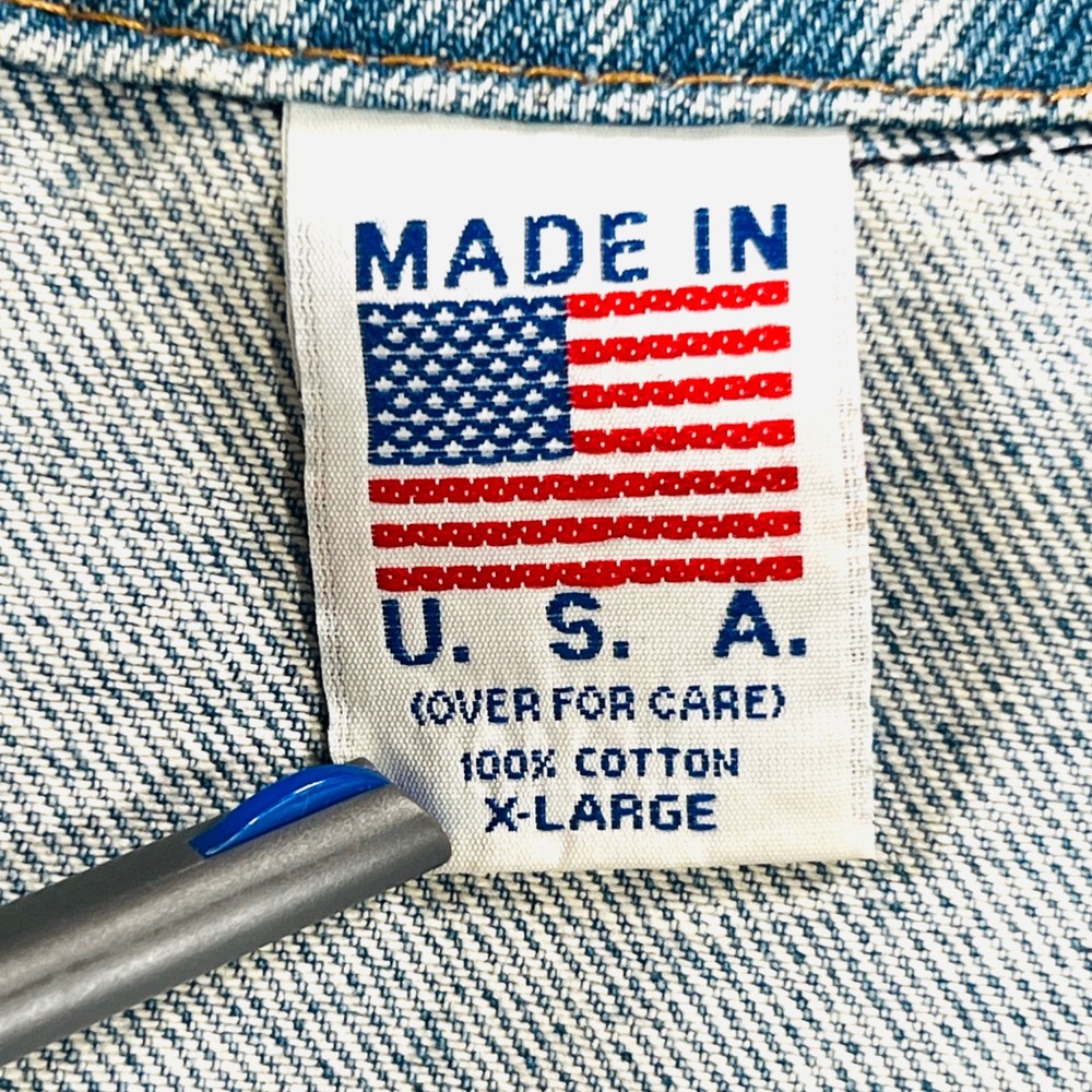 Vintage Denim Trucker Jacket Mens XL Blue Made in USA Pick 'n Save 90s Workwear - Picture 7 of 9